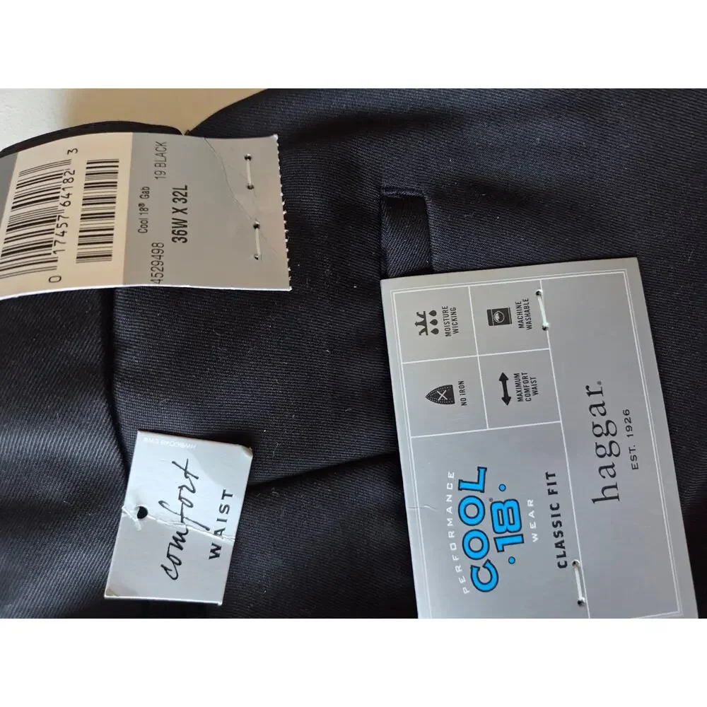 Haggar Mens Pants Sz 36W x 32L Cool 18 Performance Comfort Waist NWT